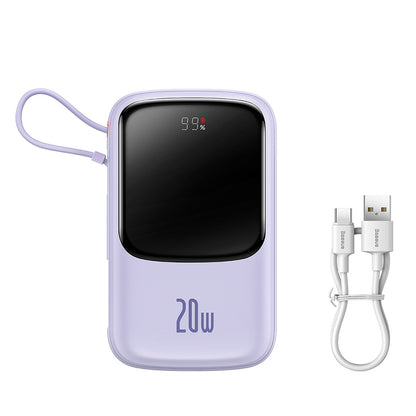 Externí baterie Baseus Qpow Pro, 20000mAh, 20W, QC + PD, 1 x Lightning - 1 x USB-A - 1 x USB-C, Fialová PPQD030005