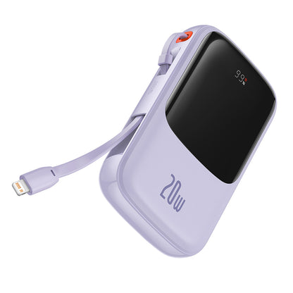 Externí baterie Baseus Qpow Pro, 20000mAh, 20W, QC + PD, 1 x Lightning - 1 x USB-A - 1 x USB-C, Fialová PPQD030005