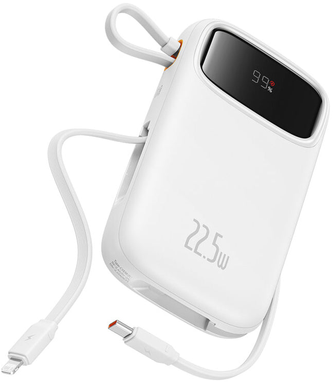 Externí baterie Baseus Qpow2, 10000mAh, 22.5W, QC + PD, 1 x Lightning - 1 x USB-A - 2 x USB-C, Bílá P10055003223-00