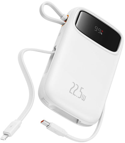 Externí baterie Baseus Qpow2, 10000mAh, 22.5W, QC + PD, 1 x Lightning - 1 x USB-A - 2 x USB-C, Bílá P10055003223-00