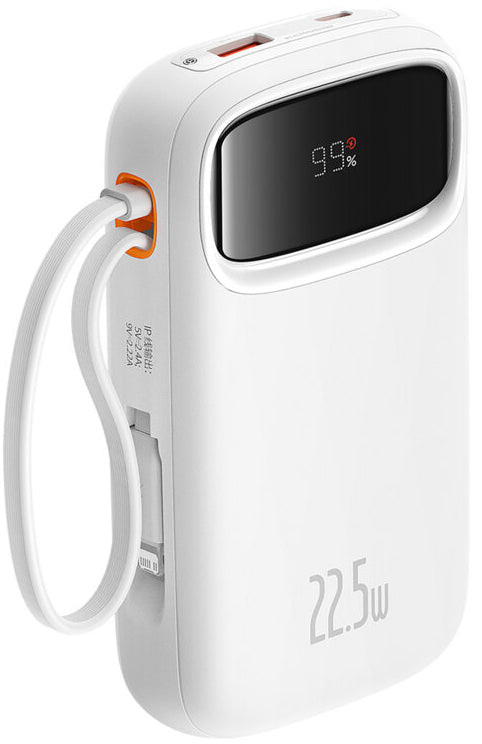 Externí baterie Baseus Qpow2, 10000mAh, 22.5W, QC + PD, 1 x Lightning - 1 x USB-A - 2 x USB-C, Bílá P10055003223-00