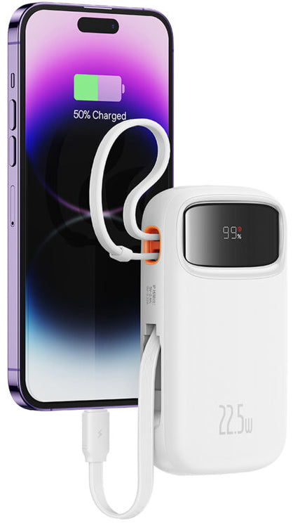 Externí baterie Baseus Qpow2, 10000mAh, 22.5W, QC + PD, 1 x Lightning - 1 x USB-A - 2 x USB-C, Bílá P10055003223-00