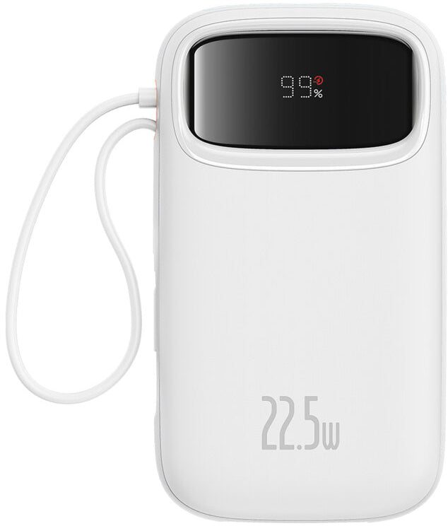 Externí baterie Baseus Qpow2, 10000mAh, 22.5W, QC + PD, 1 x Lightning - 1 x USB-A - 2 x USB-C, Bílá P10055003223-00