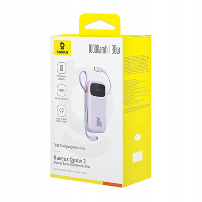 Externí baterie Baseus Qpow2, 10000mAh, 30W, QC + PD, 1 x USB-A - 3 x USB-C, Fialová P10055008513-00