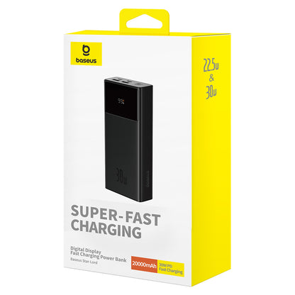 Externí baterie Baseus Star Lord, 20000mAh, 30W, QC + PD, 1 x USB-C - 2 x USB-A, Černá P10022904113-00
