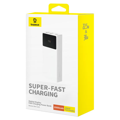 Externí baterie Baseus Star Lord, 20000mAh, 30W, QC + PD, 1 x USB-C - 2 x USB-A, Bílá P10022904213-00