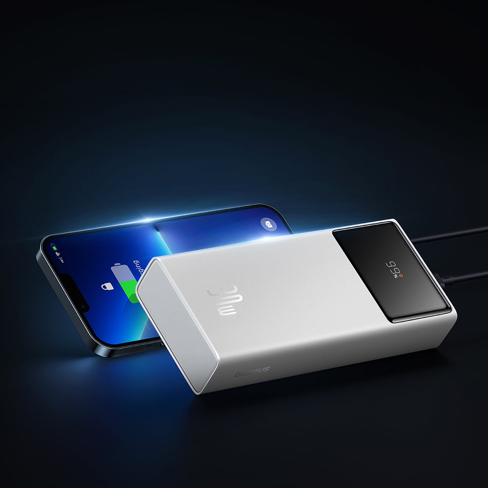 Externí baterie Baseus Star Lord, 20000mAh, 30W, QC + PD, 1 x USB-C - 2 x USB-A, Bílá P10022904213-00