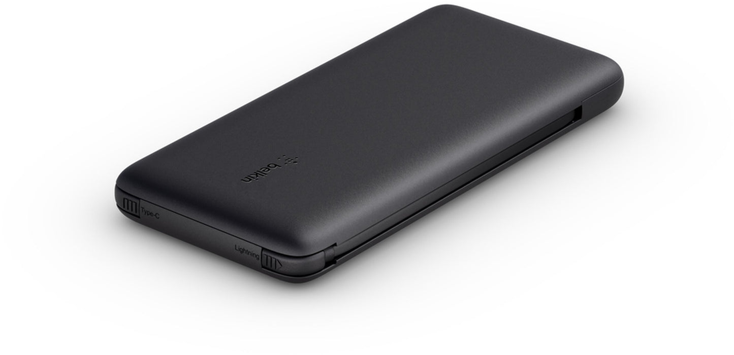 Belkin BoostCharge Plus External Battery, 10000mAh, 23W, QC + PD, 1 x Lightning - 2 x USB-C, Black BPB006btBLK