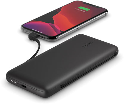Belkin BoostCharge Plus External Battery, 10000mAh, 23W, QC + PD, 1 x Lightning - 2 x USB-C, Black BPB006btBLK