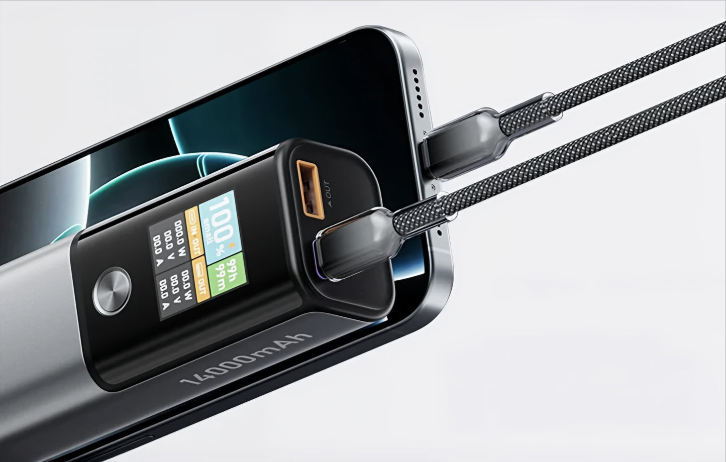 Externí baterie BlitzWolf BW-P23, 14000mAh, 100W, QC + PD, 1 x USB-A - 1 x USB-C, Šedá