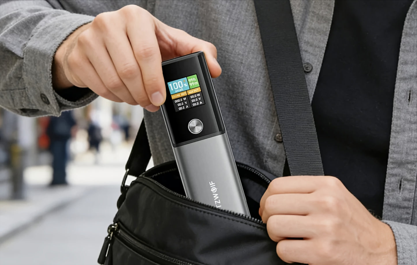 Externí baterie BlitzWolf BW-P23, 14000mAh, 100W, QC + PD, 1 x USB-A - 1 x USB-C, Šedá