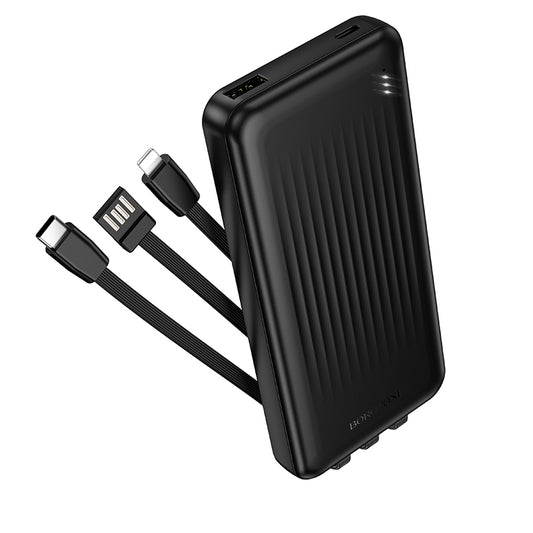 Externí baterie Borofone BJ79 Clever, 10000mAh, 10W, 1 x Lightning - 1 x USB-A - 1 x USB-C, Černá