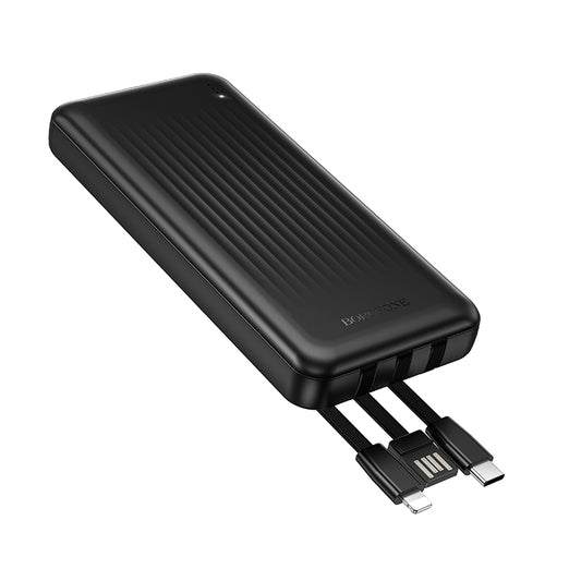 Externí baterie Borofone BJ79 Clever, 10000mAh, 10W, 1 x Lightning - 1 x USB-A - 1 x USB-C, Černá