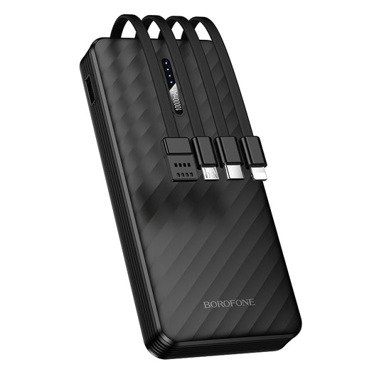 Externí baterie Borofone BJ84 Smooth, 10000mAh, 10W, 1 x Lightning - 1 x microUSB - 1 x USB-A - 1 x USB-C, černá