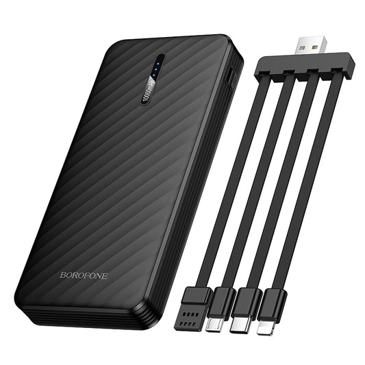 Externí baterie Borofone BJ84 Smooth, 10000mAh, 10W, 1 x Lightning - 1 x microUSB - 1 x USB-A - 1 x USB-C, černá