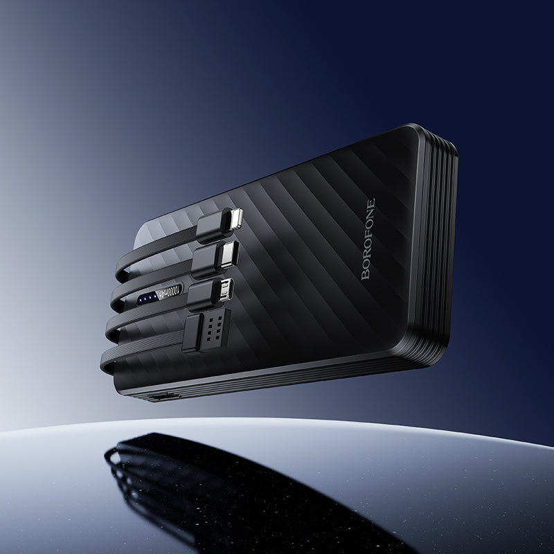 Borofone BJ84 Smooth External Battery, 10000mAh, 10W, 1 x Lightning - 1 x microUSB - 1 x USB-A - 1 x USB-C, Black