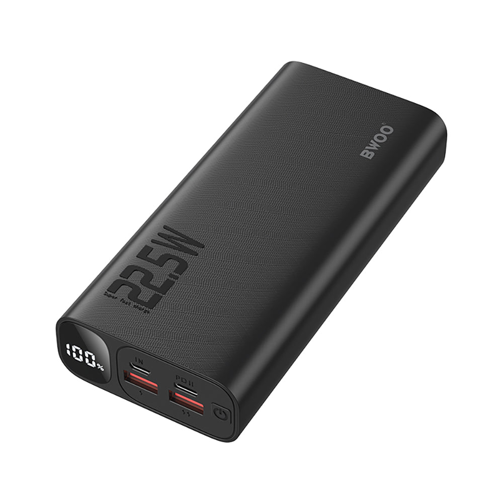 Externí baterie BWOO BO-P44, 20000mAh, 22.5W, QC + PD, 1 x USB-C - 2 x USB-A, Černá
