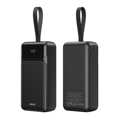 Externí baterie BWOO BO-P66, 30000mAh, 65W, QC + PD, 1 x USB-C - 2 x USB-A, Černá