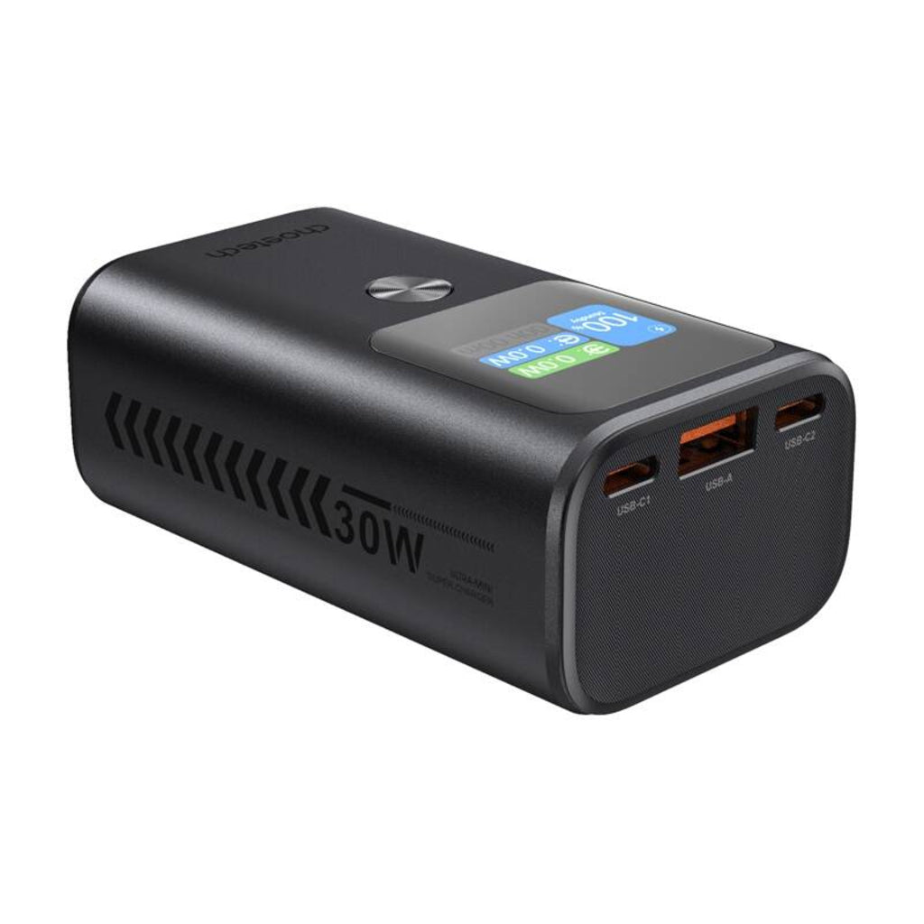 Externí baterie Choetech B701, 10000mAh, 30W, QC + PD, 1 x USB-A - 2 x USB-C, Černá
