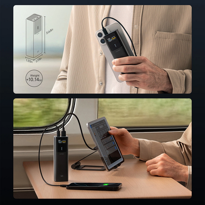 Externí baterie Cuktech, 10000mAh, 150W, QC + PD, 1 x USB-A - 1 x USB-C, Černá CKPB100PGLBL