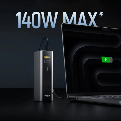 Externí baterie Cuktech, 20000mAh, 210W, QC + PD, 1 x USB-A - 2 x USB-C, Šedá CKPB200UGLGR