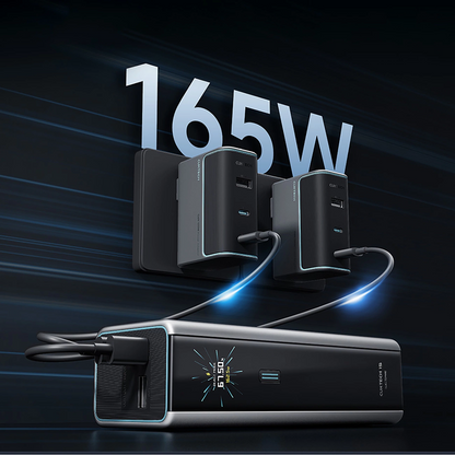 Externí baterie Cuktech, 20000mAh, 210W, QC + PD, 1 x USB-A - 2 x USB-C, Šedá CKPB200UGLGR