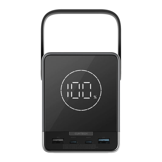 Externí baterie Cuktech, 40000mAh, 300W, QC + PD + FQI, 1 x QI - 2 x USB-A - 2 x USB-C, Černá