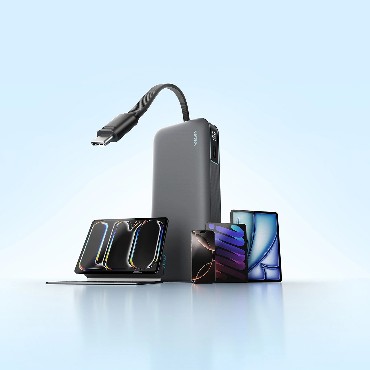 Externí baterie Cuktech LPB200N, 20000mAh, 40W, QC + PD, 1 x USB-A - 2 x USB-C, černá