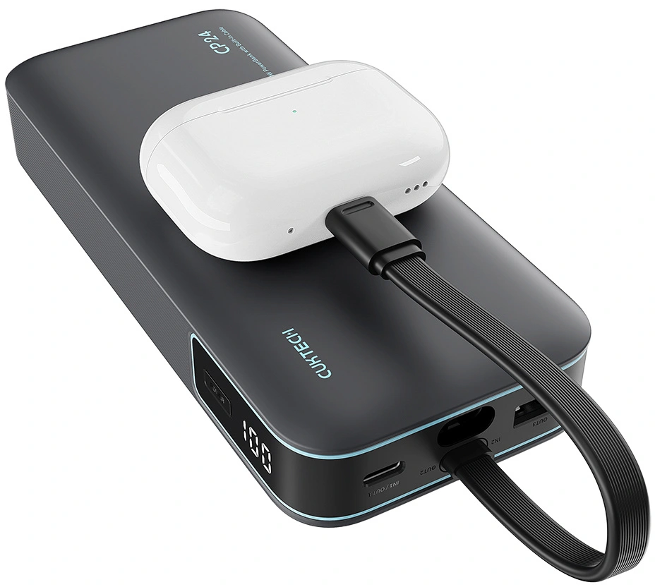 Externí baterie Cuktech LPB200N, 20000mAh, 40W, QC + PD, 1 x USB-A - 2 x USB-C, černá