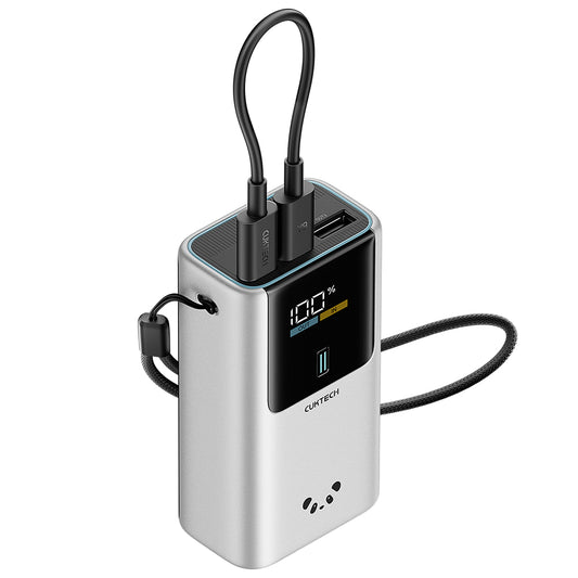 Externí baterie Cuktech PB1055, 10000mAh, 55W, QC + PD, 1 x USB-A - 2 x USB-C, Šedá CKPB1055GBTG