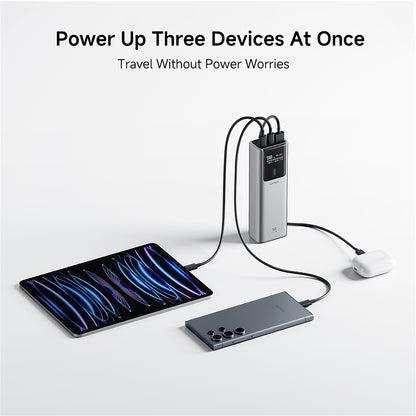 Externí baterie Cuktech PB150P, 15000mAh, 120W, QC + PD, 1 x USB-A - 2 x USB-C, Šedá CKPB150POSGR