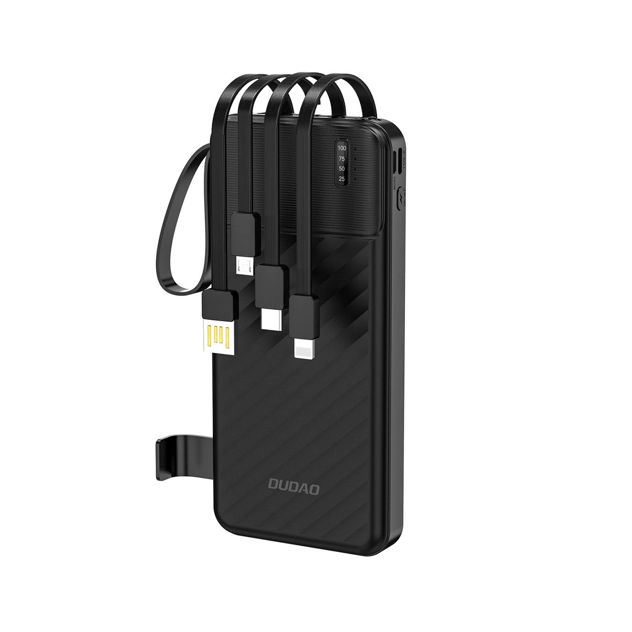 Externí baterie Dudao K11, 10000mAh, 10W, 1 x Lightning - 1 x microUSB - 1 x USB-A - 1 x USB-C, Černá