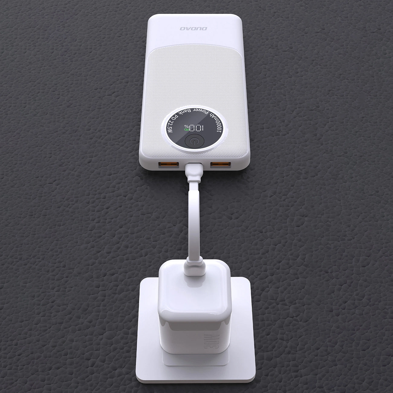 Externí baterie Dudao K12, 10000mAh, 22.5W, QC + PD, 1 x USB-C - 2 x USB-A, Bílá