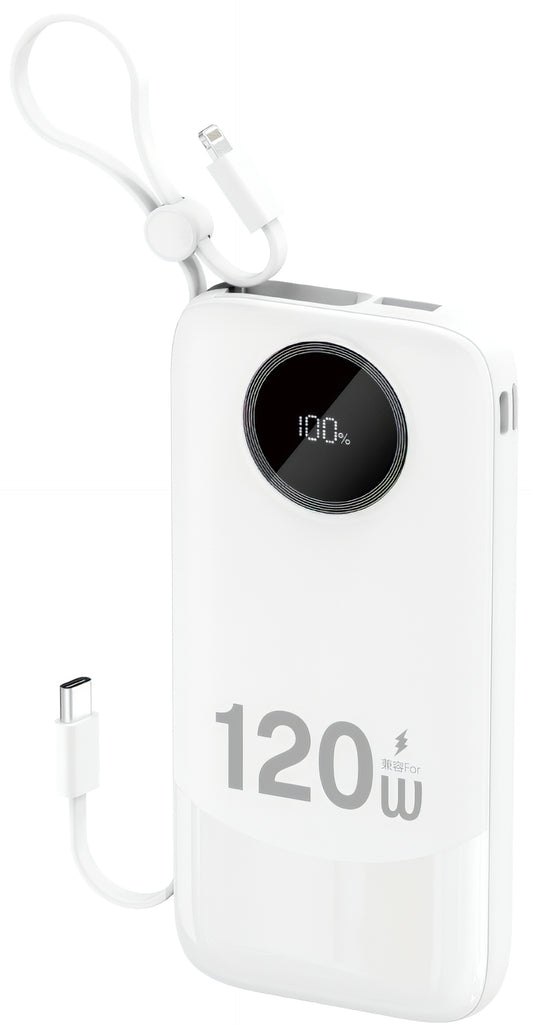 Dudao K13 External Battery, 10000mAh, 120W, QC + PD, 1 x Lightning - 1 x USB-A - 2 x USB-C, White