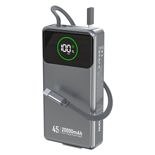 Externí baterie Dudao K31 Pro, 20000mAh, 45W, QC + PD, 1 x USB-A - 2 x USB-C, Šedá