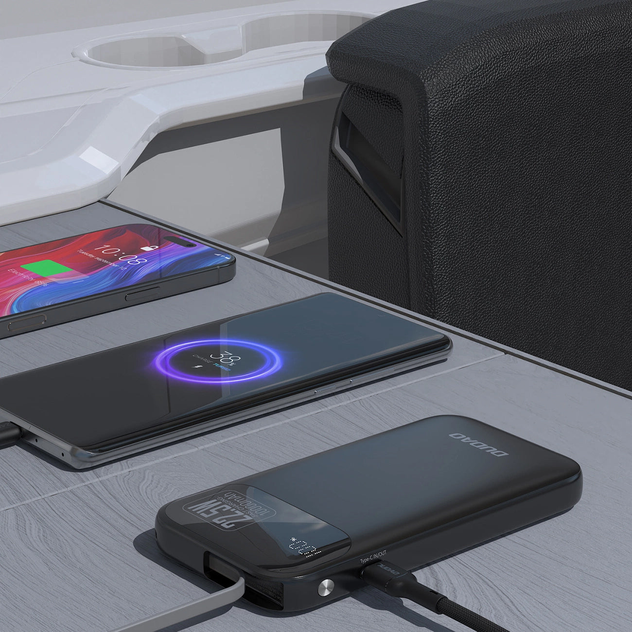 Externí baterie Dudao K31, 10000mAh, 22.5W, PD, 2 x USB-C, Černá