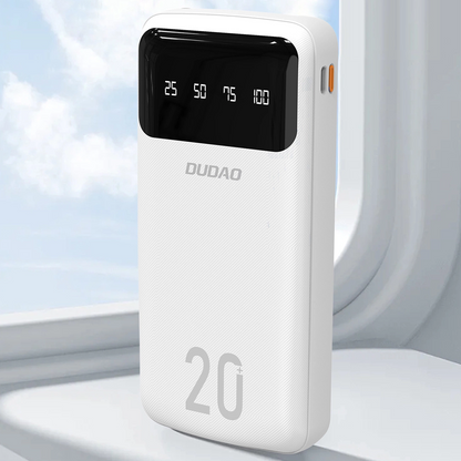 Externí baterie Dudao K6Pro+, 20000mAh, 10W, 1 x Lightning - 1 x microUSB - 1 x USB-A - 1 x USB-C, Bílá