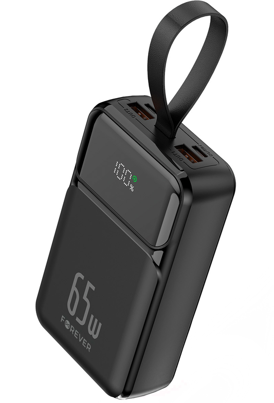 Externí baterie Forever TB-400, 20000mAh, 65W, QC + PD, 2 x USB-A - 2 x USB-C, černá