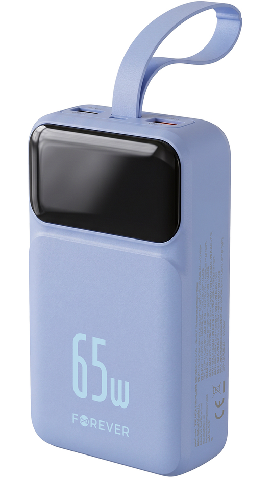 Externí baterie Forever Vibe-TB65, 20000mAh, 65W, QC + PD, 2 x USB-A - 2 x USB-C, Modrá