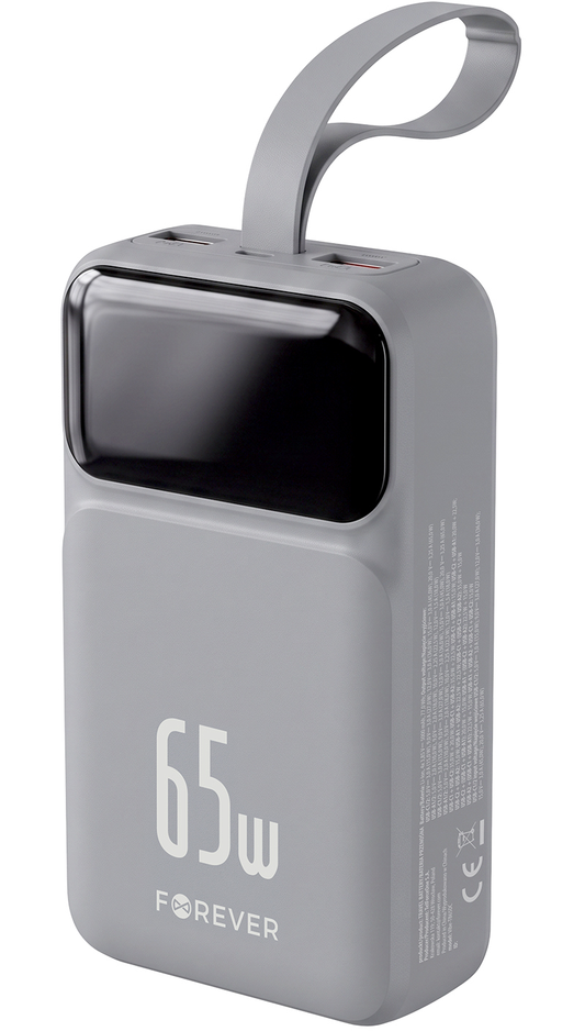Externí baterie Forever Vibe-TB65, 20000mAh, 65W, QC + PD, 2 x USB-A - 2 x USB-C, Šedá