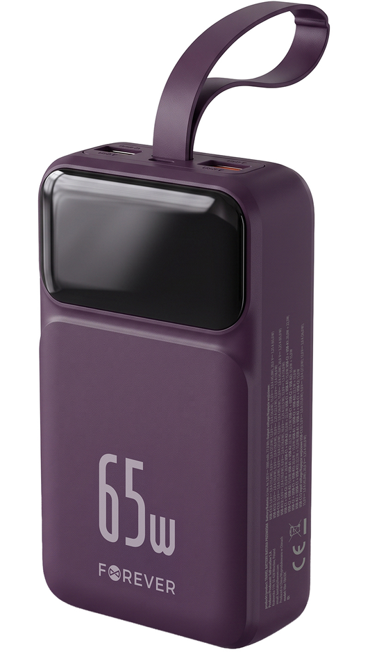 Externí baterie Forever Vibe-TB65, 20000mAh, 65W, QC + PD, 2 x USB-A - 2 x USB-C, vínová
