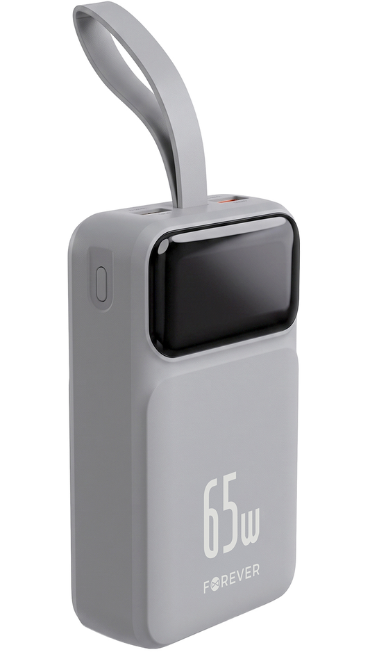 Externí baterie Forever Vibe-TB65, 20000mAh, 65W, QC + PD, 2 x USB-A - 2 x USB-C, Šedá