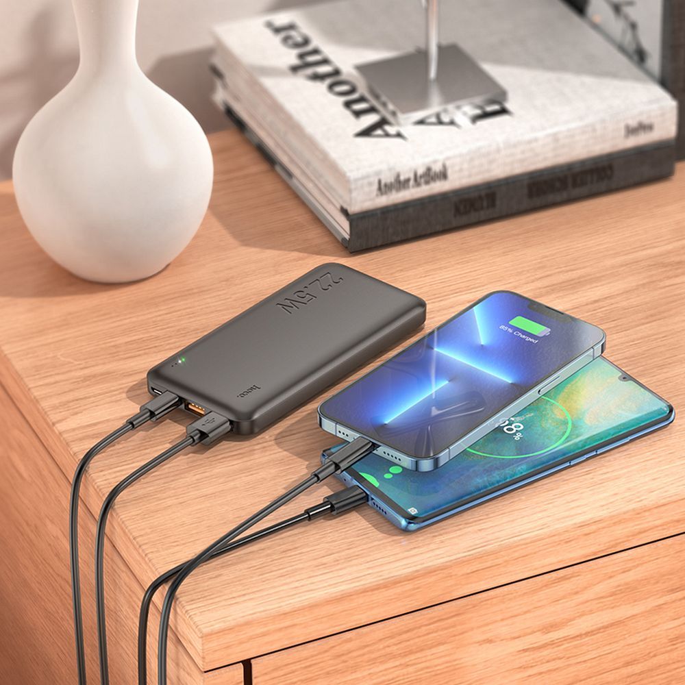 Externí baterie HOCO J101, 10000mAh, 22.5W, QC + PD, 1 x USB-C - 2 x USB-A, Černá