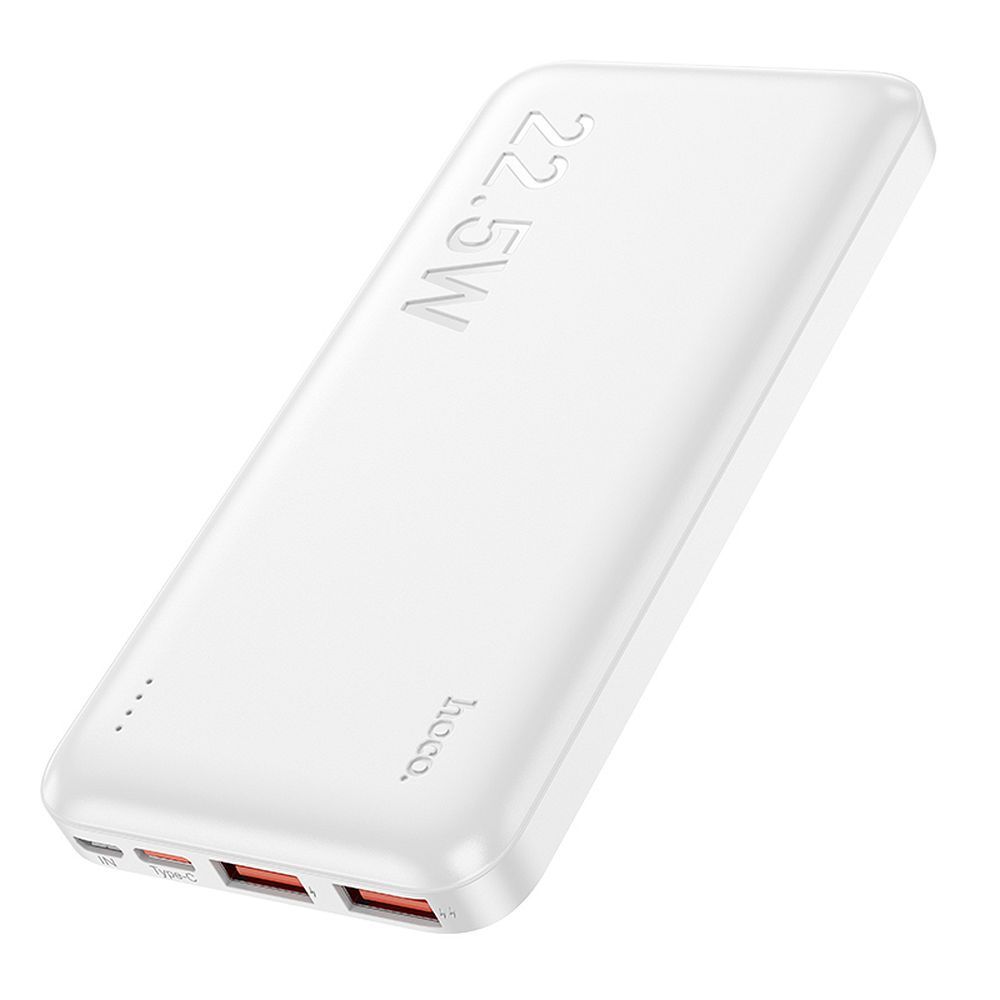 Externí baterie HOCO J101, 10000mAh, 22.5W, QC + PD, 1 x USB-C - 2 x USB-A, Bílá