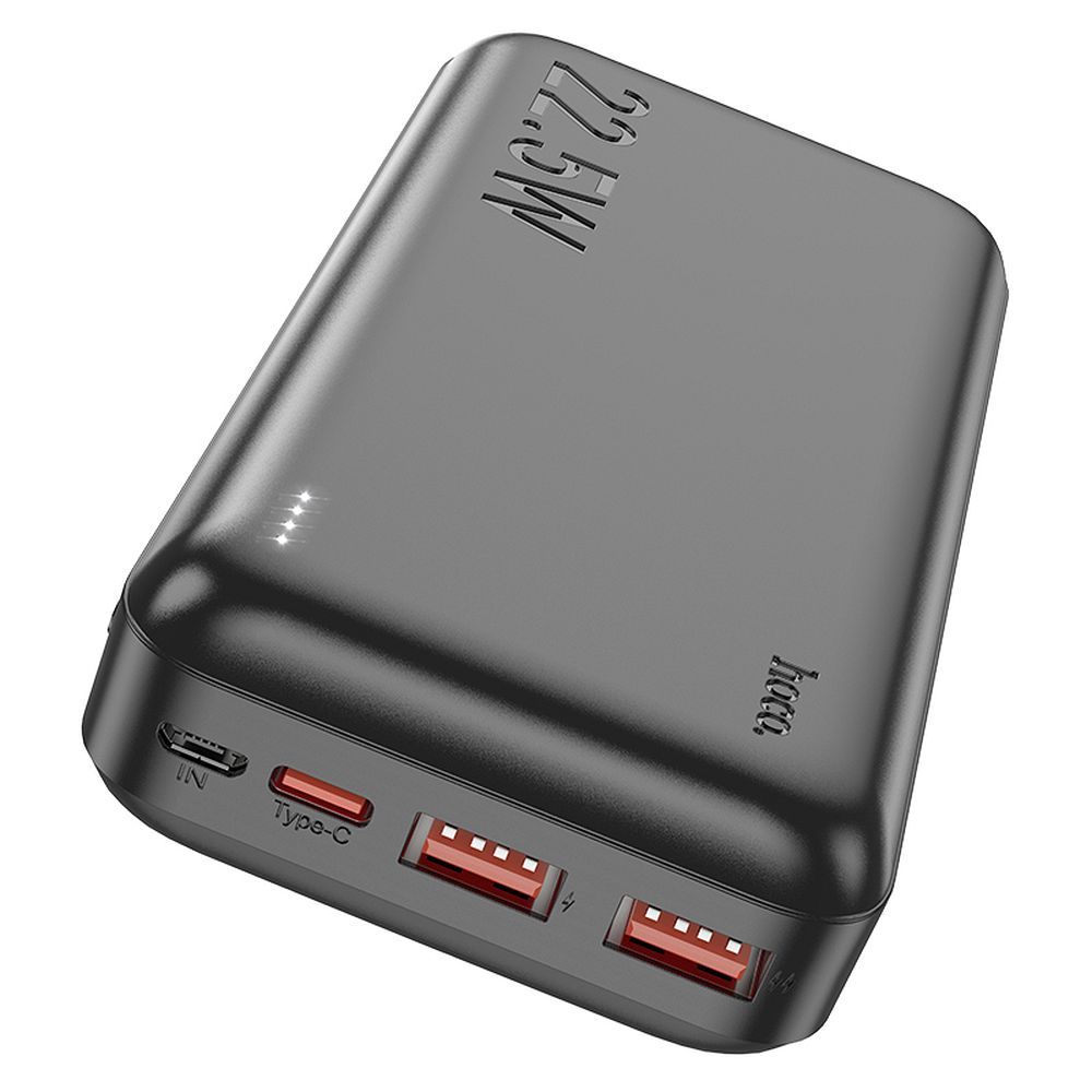 Externí baterie HOCO J101A, 20000mAh, 22.5W, QC + PD, 1 x USB-C - 2 x USB-A, Černá