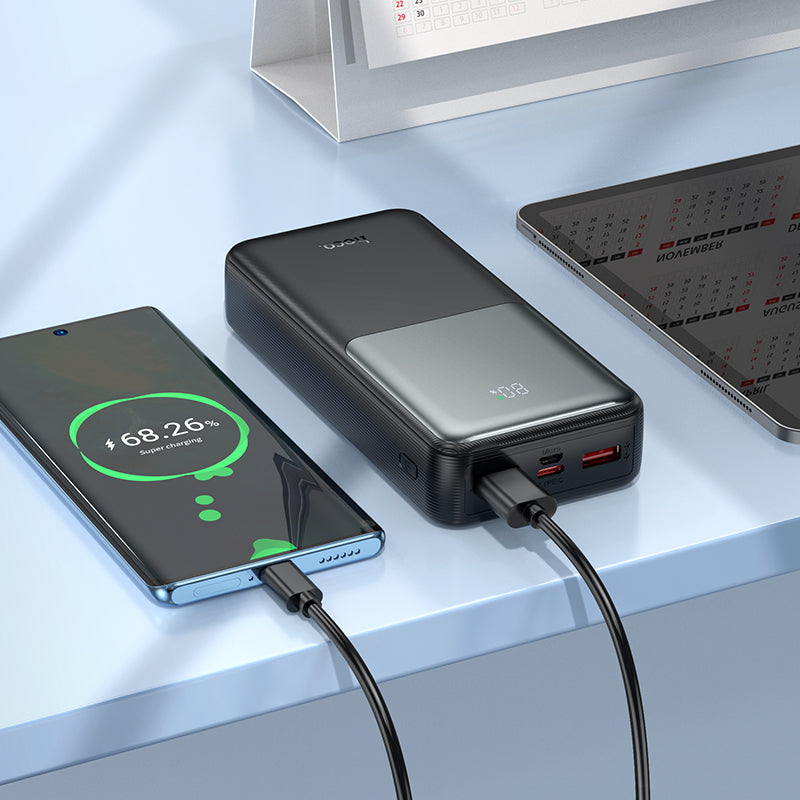 Externí baterie HOCO J136A, 20000mAh, 22.5W, QC + PD, 1 x USB-C - 2 x USB-A, Černá