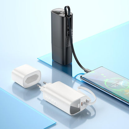 Powerbanka HOCO J148 2v1, 5000 mAh, 20 W, PD, 2× USB-C, bílá