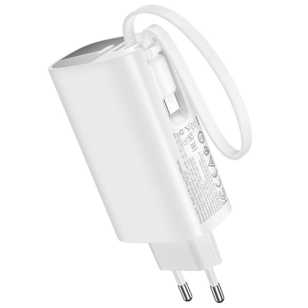 Powerbanka HOCO J148 2v1, 5000 mAh, 20 W, PD, 2× USB-C, bílá