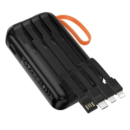Externí baterie HOCO J151, 10000mAh, 10W, 1 x Lightning - 1 x microUSB - 1 x USB-A - 1 x USB-C, Černá