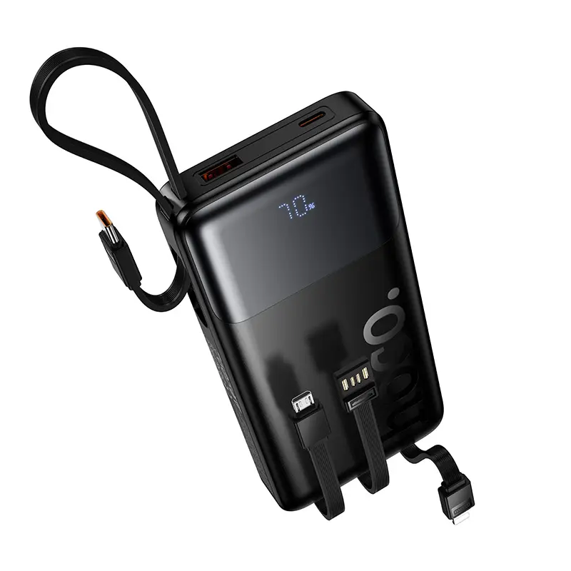 Externí baterie HOCO J156 Founder, 10000mAh, 22.5W, QC + PD, 1 x Lightning - 1 x microUSB - 1 x USB-A - 2 x USB-C, černá